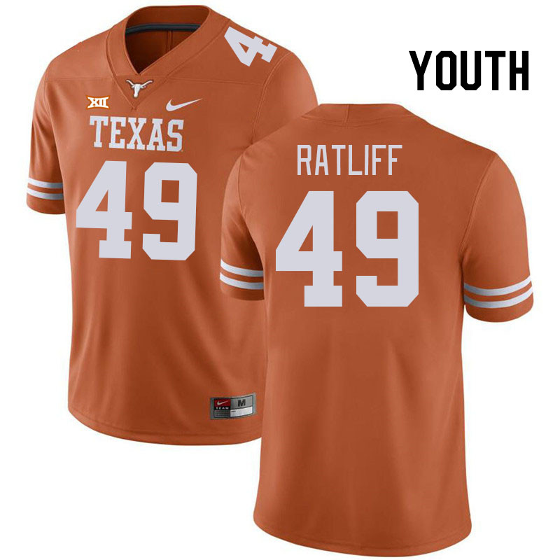 Youth #49 Ian Ratliff Texas Longhorns College Football Jerseys Stitched Sale-Black